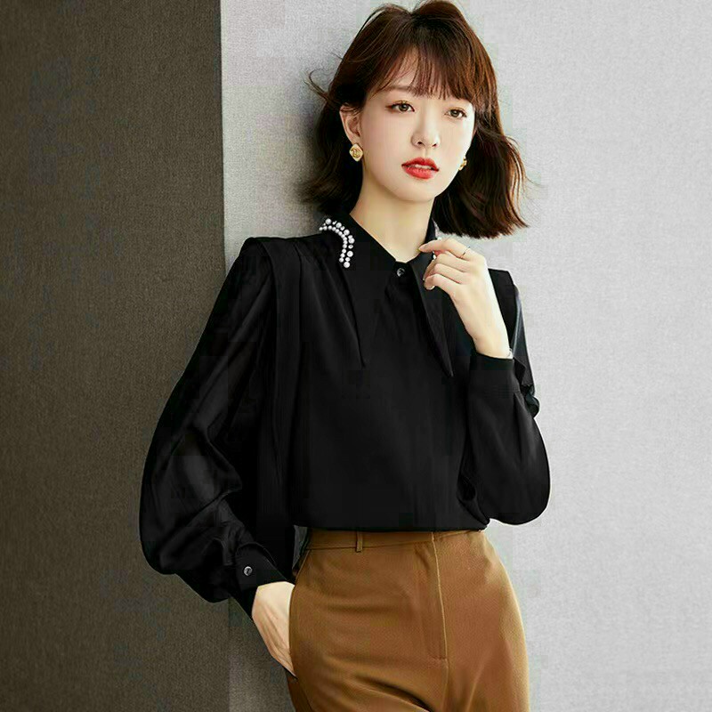 ÁO SƠ MI CỔ NHỌN KẾT HẠT CHÂU