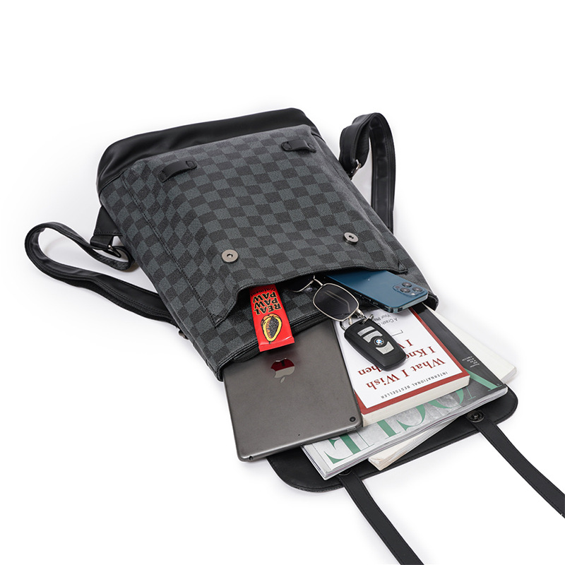 Large-capacity plaid backpack multi-function computer backpack