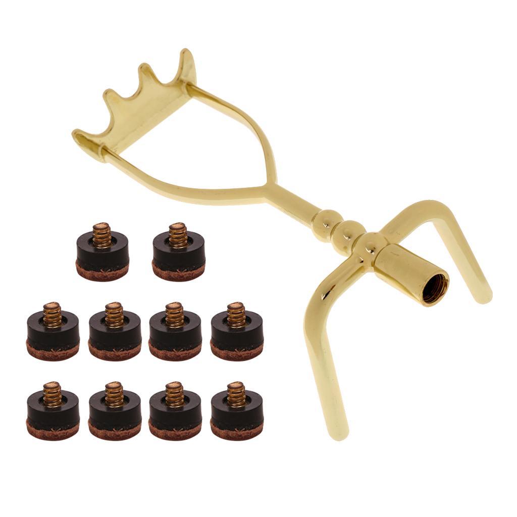 Extended Spider Cue Bridge Head Plus10Pcs 12mm Screw-On Cue Tips Set