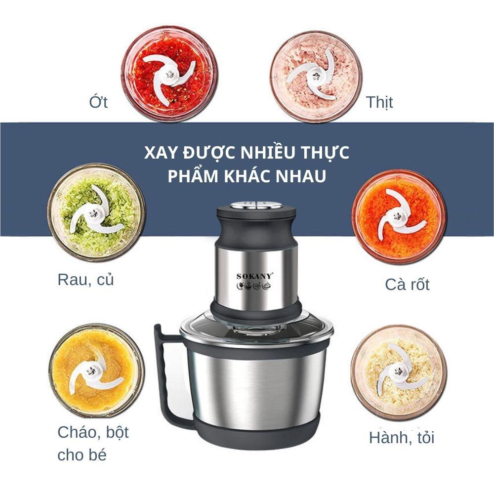 Máy xay thịt đa năng SOKANY SK-7027 Công suất cao 800W, dung tích 3L, lưỡi dao 2 tầng xay nhuyễn mọi thực phẩm - HÀNG CHÍNH HÃNG - DELIYA