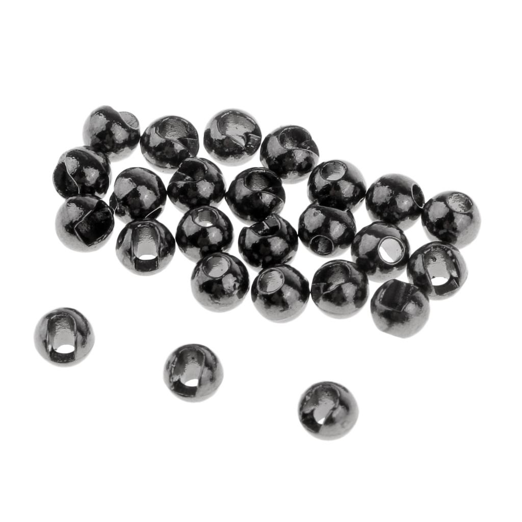 50pcs Tungsten Slotted Fly Tying Beads Nymph Head Eyes Round Ball Beads 2.8mm