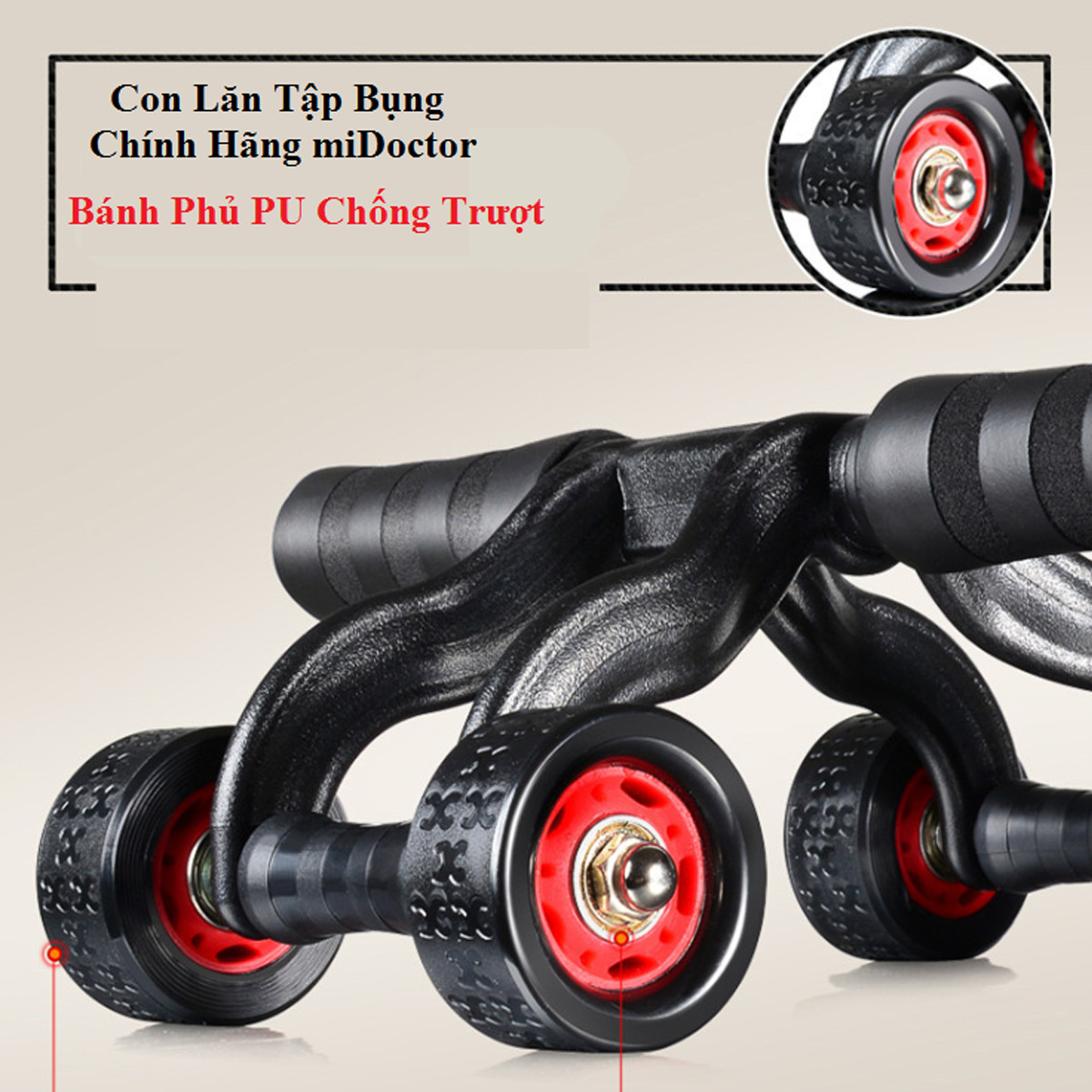 Hình ảnh Con Lăn Tập Cơ Bụng 4 Bánh Chính Hãng