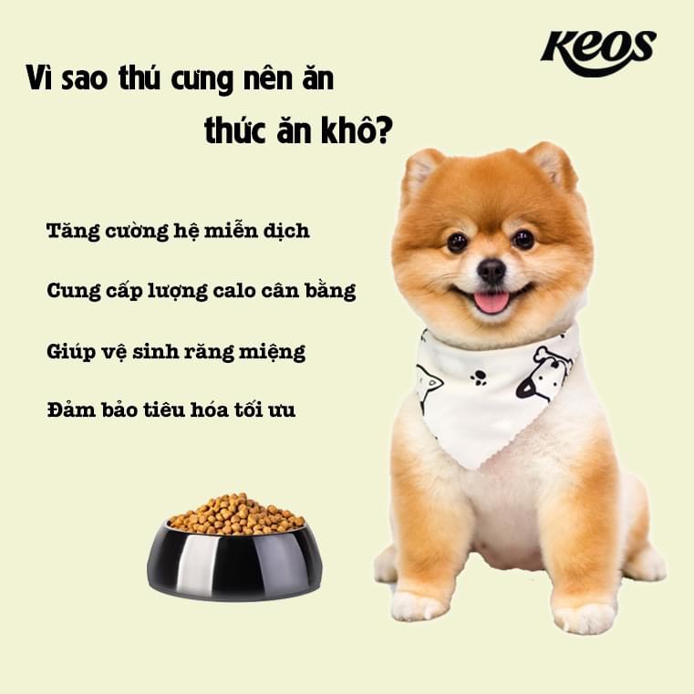 Thức ăn hạt KEOS cho chó con vị trứng, gà và sữa gói 400g - 1.5kg