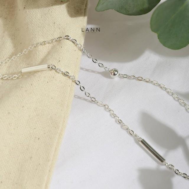 Lắc Tay 2 Dây Xích Mix Thanh Ống – Hạt Tròn S925 LANN