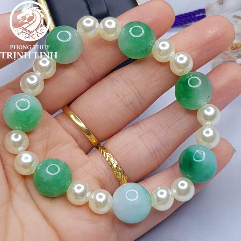 VÒNG CHUỖI HẠT BẸT VÀ HẠT NHỰA XANH LÁ 10LY