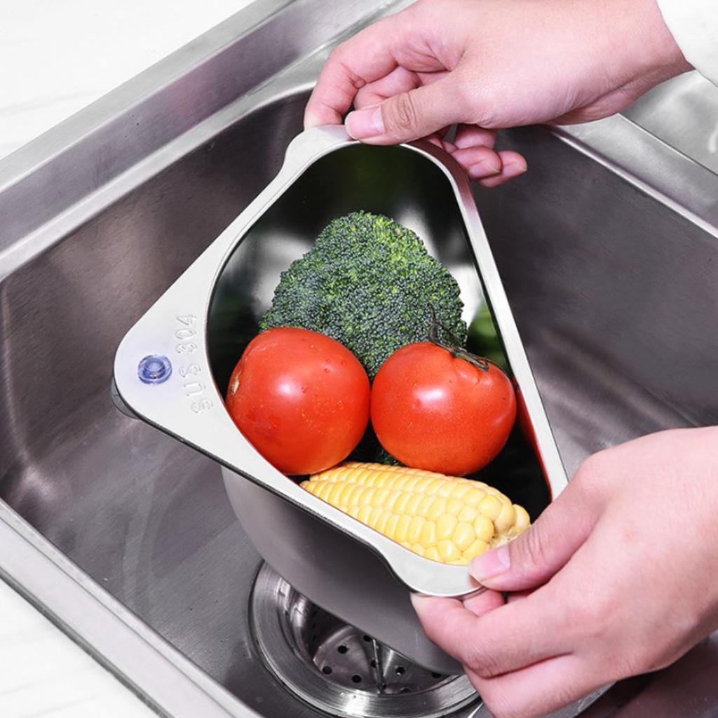 3X Stainless Steel Sink Drainage Basket with Suction Cup Corner Sink Strainer