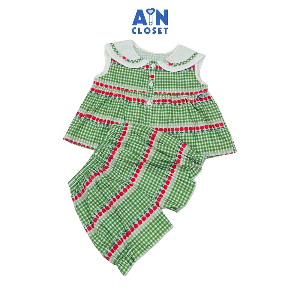 Bộ quần áo Ngắn bé gái họa tiết Tulip Greenie Cotton - AICDBG5SRRUN - AIN Closet