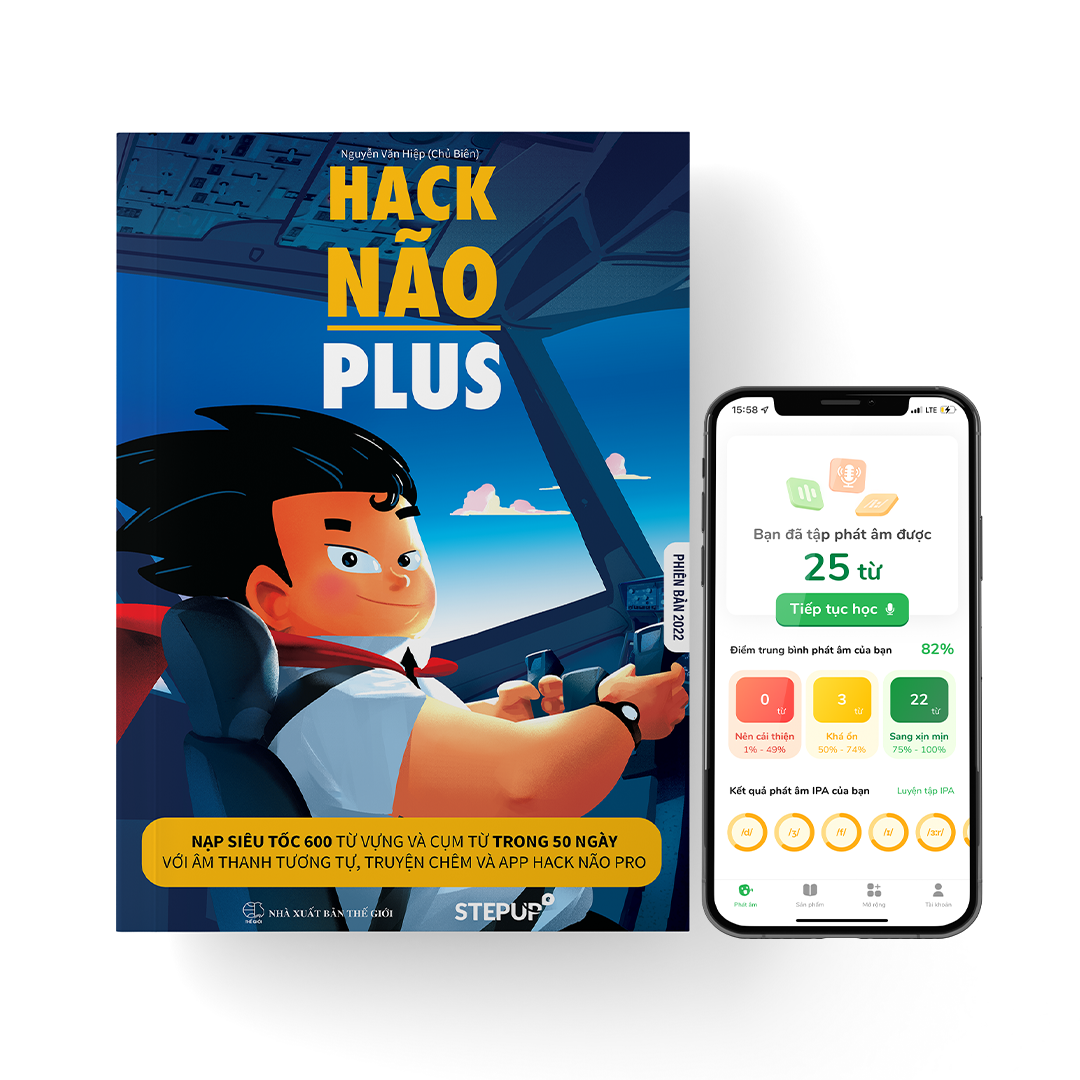 Sách - Hack Não Plus (Phiên bản 2022) - Tặng App Hack Não Pro học phát âm miễn phí