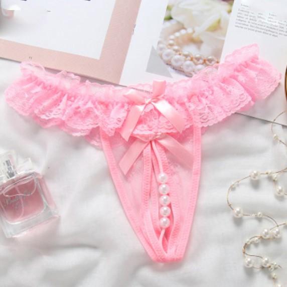 Quần lót nữ đính nơ xẻ đáy đính hạt