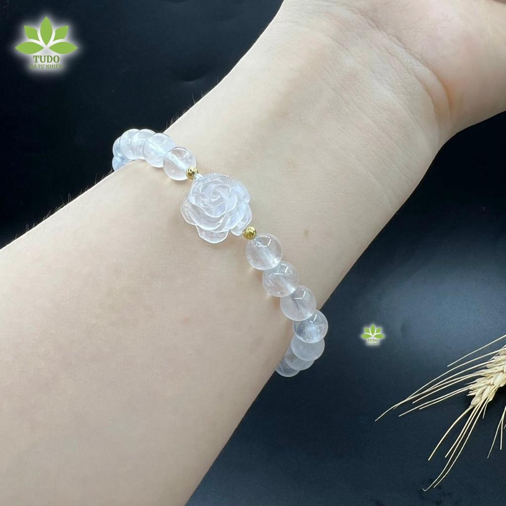Vòng Tay Nữ Đẹp - Vòng Phong Thủy Mệnh Kim Thủy TUDO VCVMOON AU10K Charm Hoa Mẫu Đơn B24K800