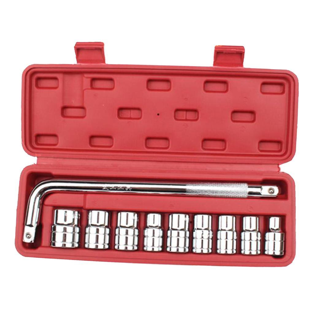 10pcs Automobile Motorcycle Repairing Tool Socket Wrench Set With Case