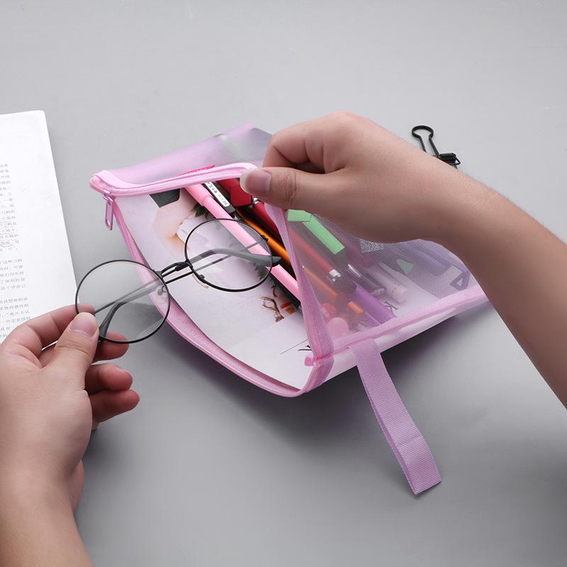 Hộp đựng bút chì, 4 chiếc Túi đựng bút chì Túi lưới có khóa kéo, Túi đựng bút chì nylon, Cặp tài liệu cho văn phòng và đồ dùng văn phòng phẩm