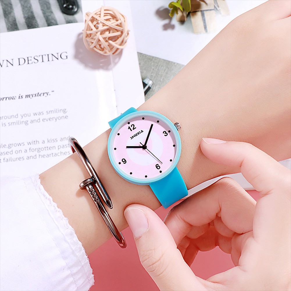Đồng hồ thời trang nam nữ Shuxia S65 mặt trái tim dây silicon G445