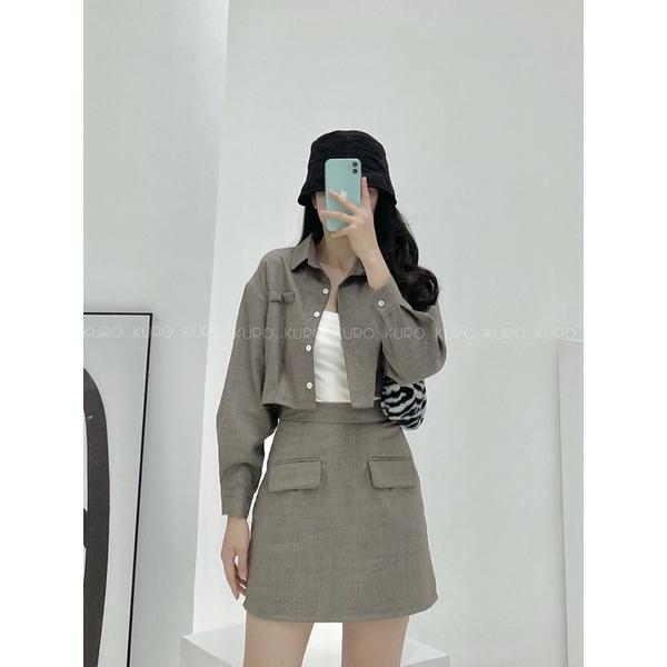 set sơ mi croptop + váy