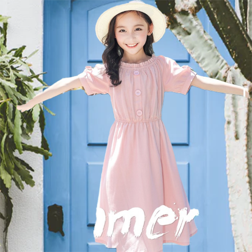 DONGSHOP HOT Đồng bằng bông trẻ em ăn mặc cô gái đầm 2022 mùa hè váy trẻ em trung bình lớn bé lưới váy công chúa cô gái nhỏ