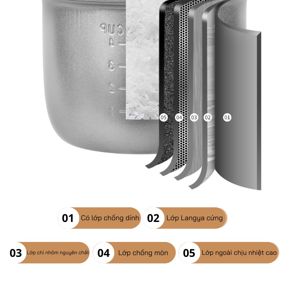 Nồi cơm điện Chigo dung tích 1,2L lòng nồi chống dính, công suất 600W - K-Mart