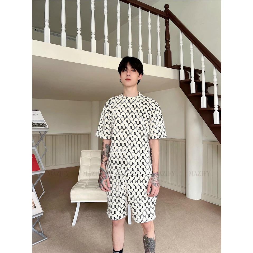 Đồ bộ thể thao nam in 3D ️ THUN LẠNH ️ mùa hè thoáng mát in chữ N.Y đen trắng