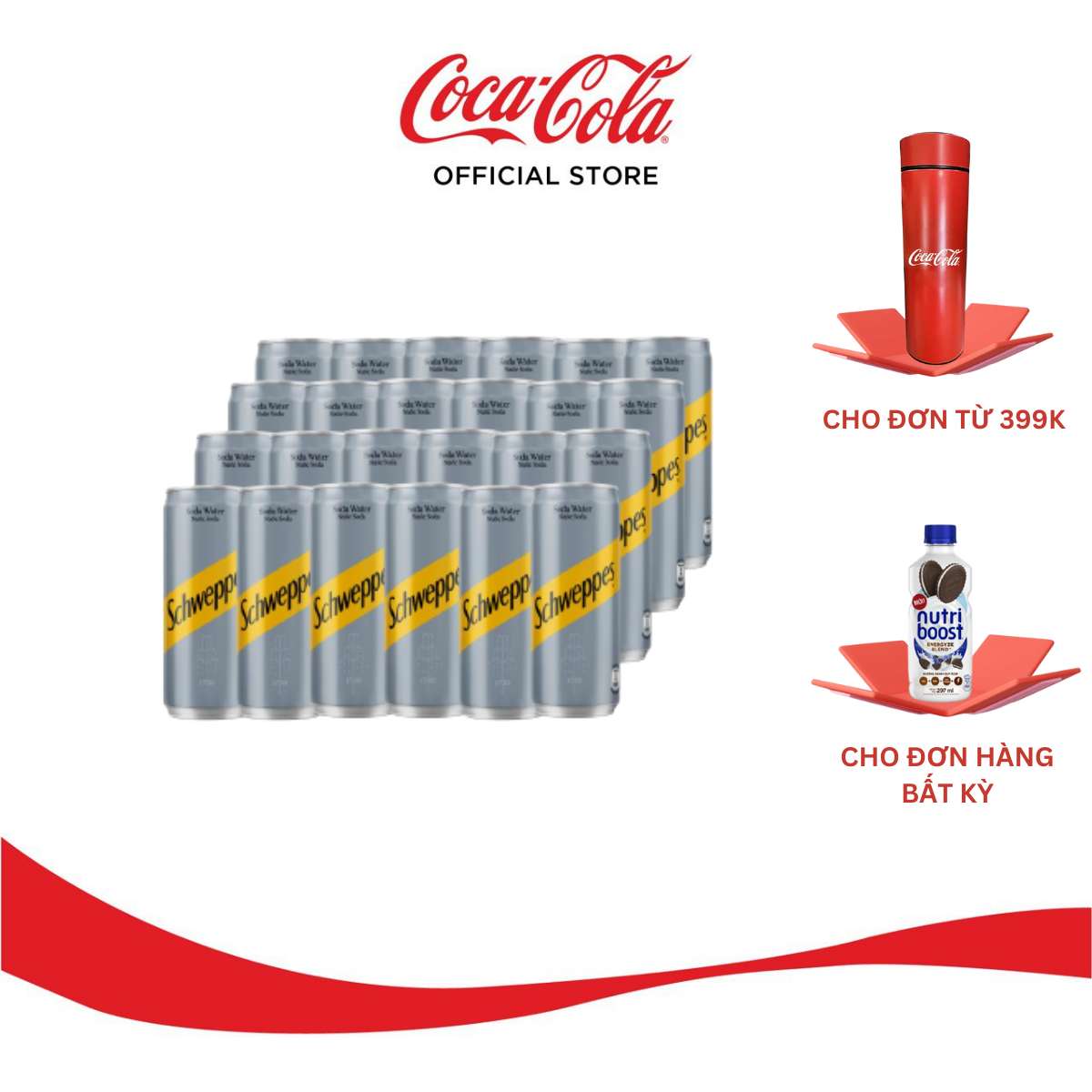Lốc 24 Lon Nước Soda Giải Khát Schweppes Soda Sleek 320ml/Lon Sale 4.4 Coca-Cola Official Store
