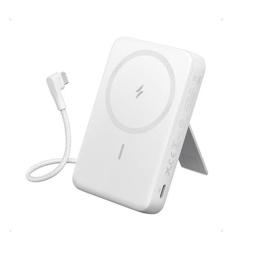 Sạc dự phòng từ tính Anker Zolo 10.000mAh 1 cổng USB-C (tích hợp sẵn cáp)+ Sạc không dây chuẩn Qi, Tối đa 30W- A1685 - Hàng Chính Hãng