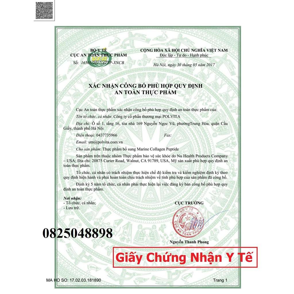 Viên Uống Trắng Da Marine Collagen Peptide 100 viên dòng Thủy Phân Nuhealth của Mỹ