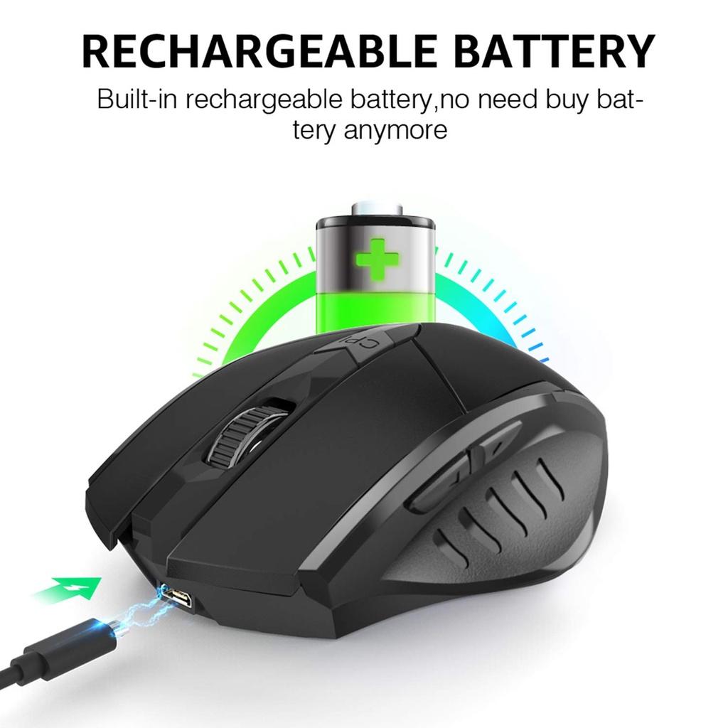 Chuột Không Dây Bluetooth, Wireless 2.4G PM6 Có Pin Sạc–Chuột Chống Ồn Bấm Siêu Êm Không Cần Thay Pin - Hàng chính hãng