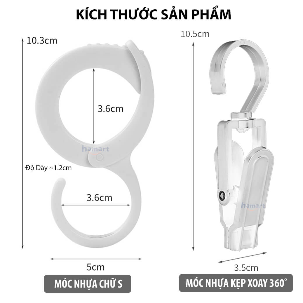COMBO 2 Móc Thanh Treo Đồ Chữ S 7 Nấc Điều Chỉnh Chịu Lực 4KG Kẹp Treo Ô Tô Xe Máy Nhà Tắm Hamart