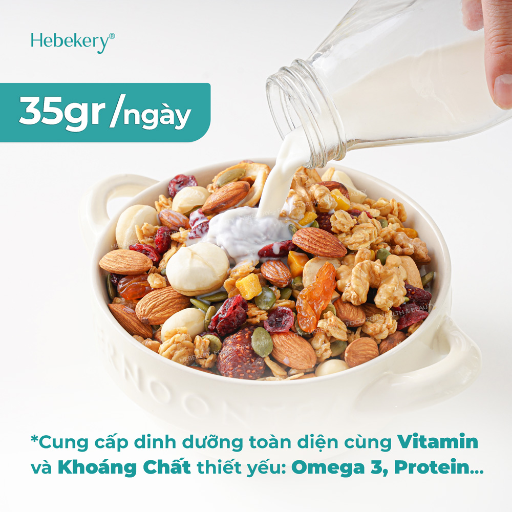 Combo 3 Hũ 500gr Granola Siêu Hạt 3 Vị - Ngũ Cốc Dinh Dưỡng HEBEKERY by HEBE