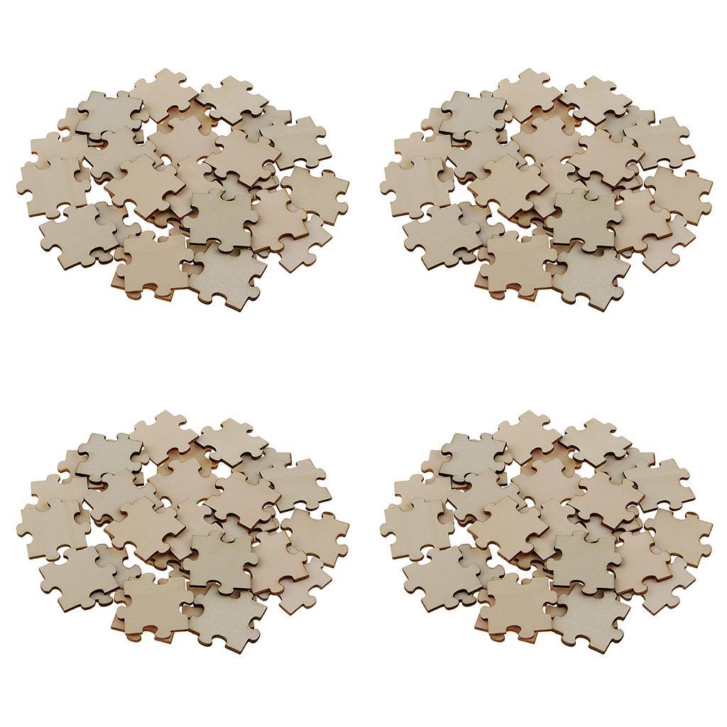 200x 4cm Blank Wood Puzzle Shape Slices Embellishment Wedding Decoration DIY