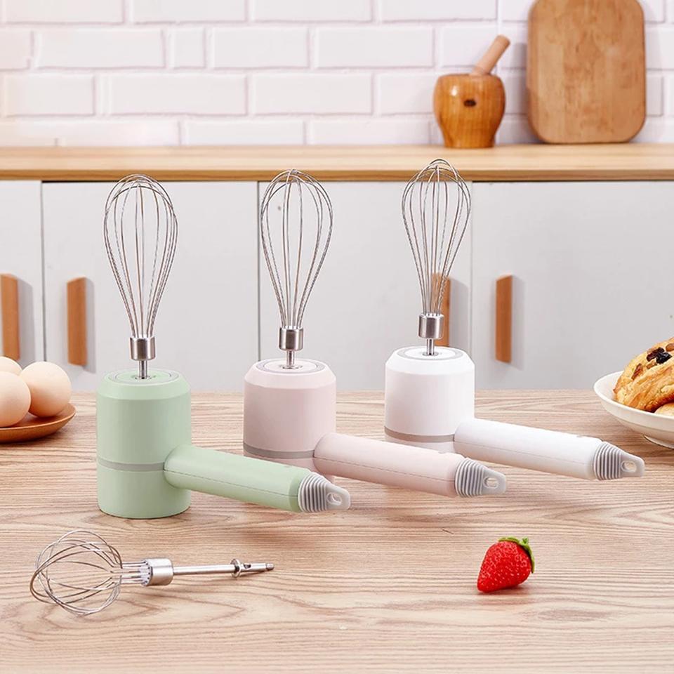 Không Dây Điện Đánh Trứng Mini Thép Không Gỉ Đánh Sạc USB Kem Trứng Nướng Tự Động Phối Dụng Cụ Nhà Bếp