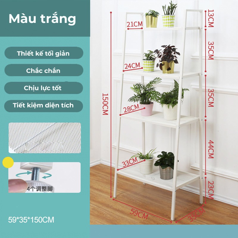 Kệ đa năng 4 tầng, kệ sắt decor hình thang trang trí phòng khách phòng ngủ tiện lợi