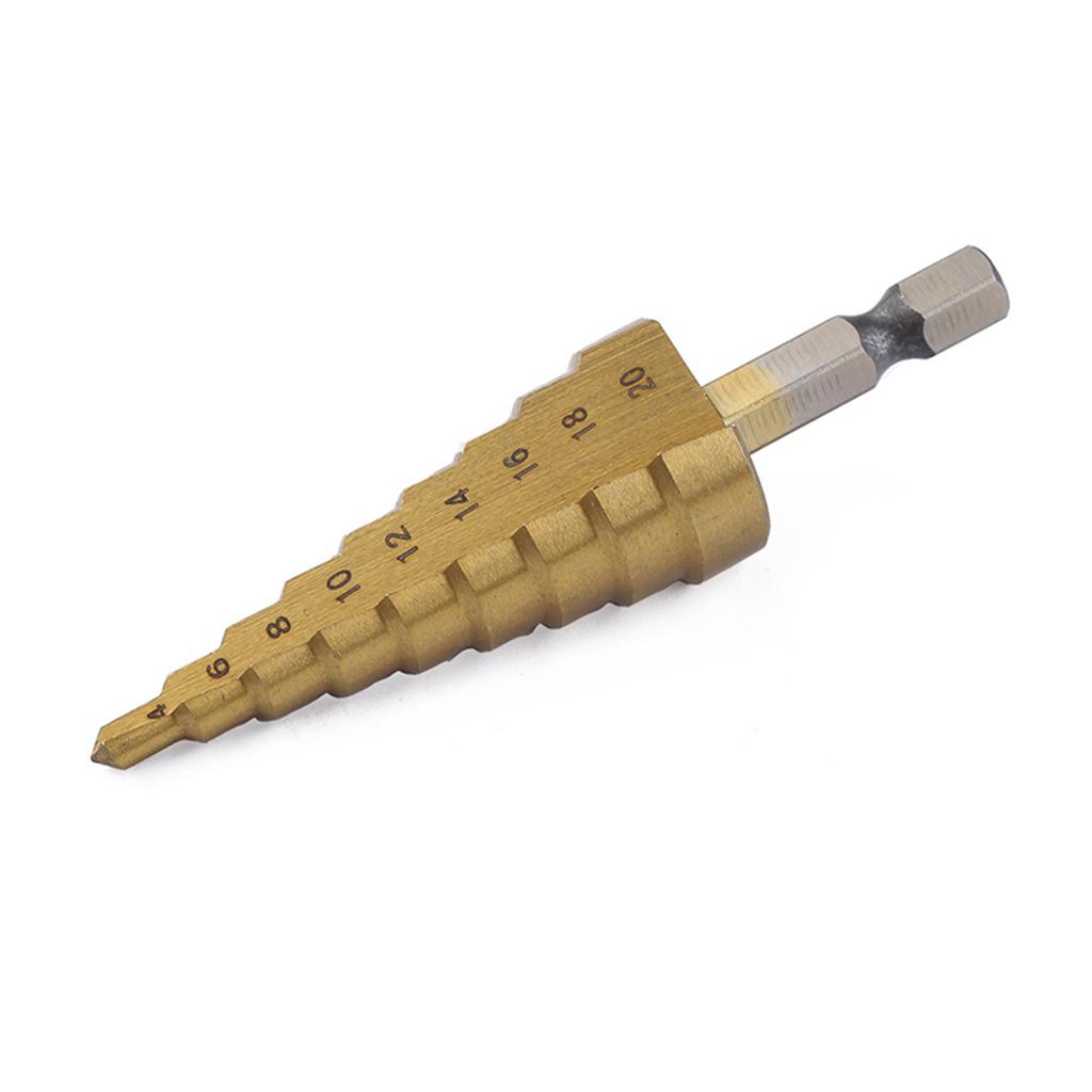 3pcs Step Titanium Cone Drill Hole Cutter Bit Set Tool Triangular Shank Set
