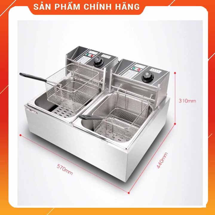 Bếp Chiên Nhúng Điện Đa Năng Dung Tích 12Lít 2 Rổ Nhúng, Máy Chiên Gà Rán, Khoai Tây, Cá Viên-Hàng Nhập Khẩu