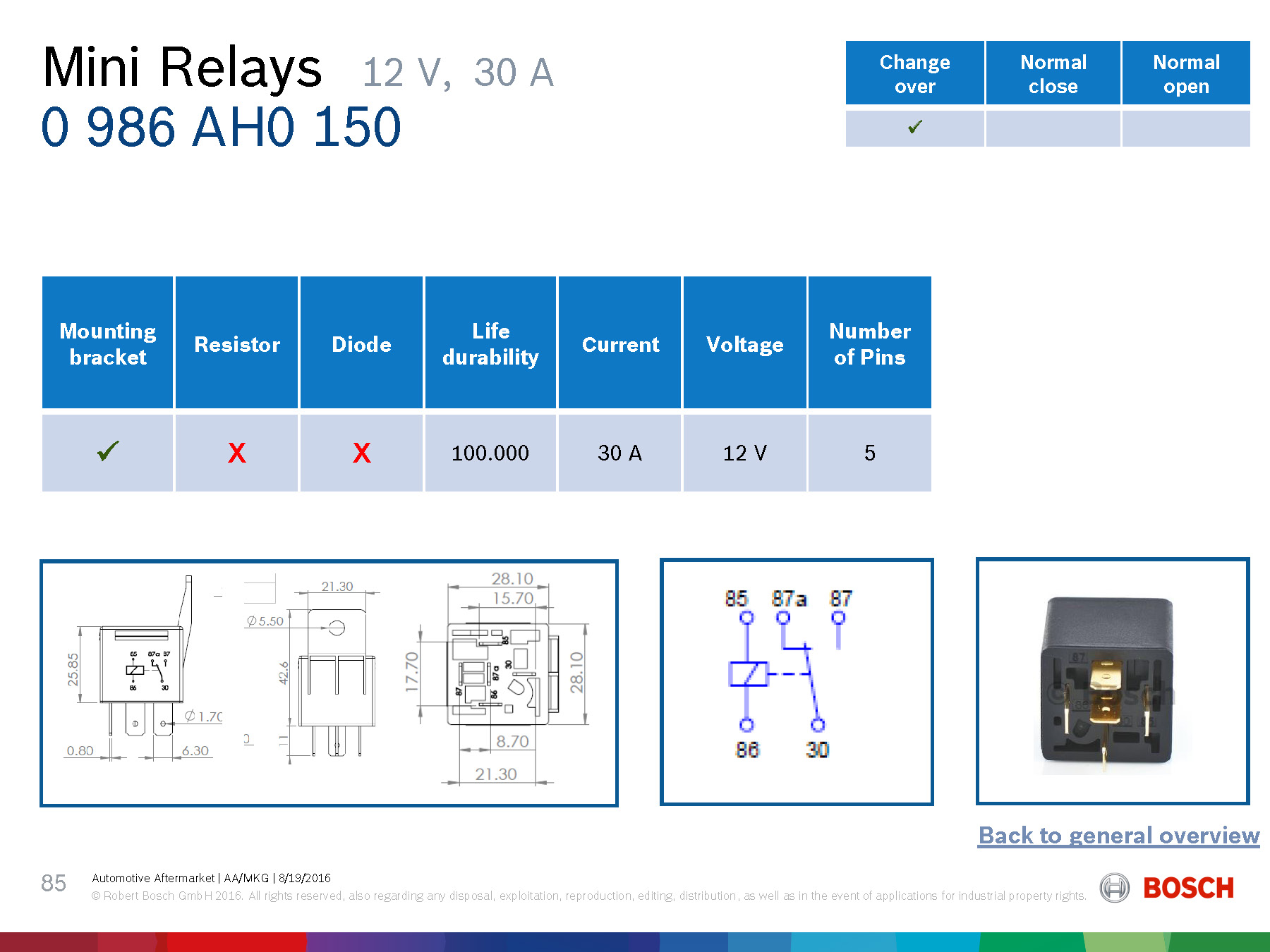 Relay Bosch 5 Chân 12V 30/20A