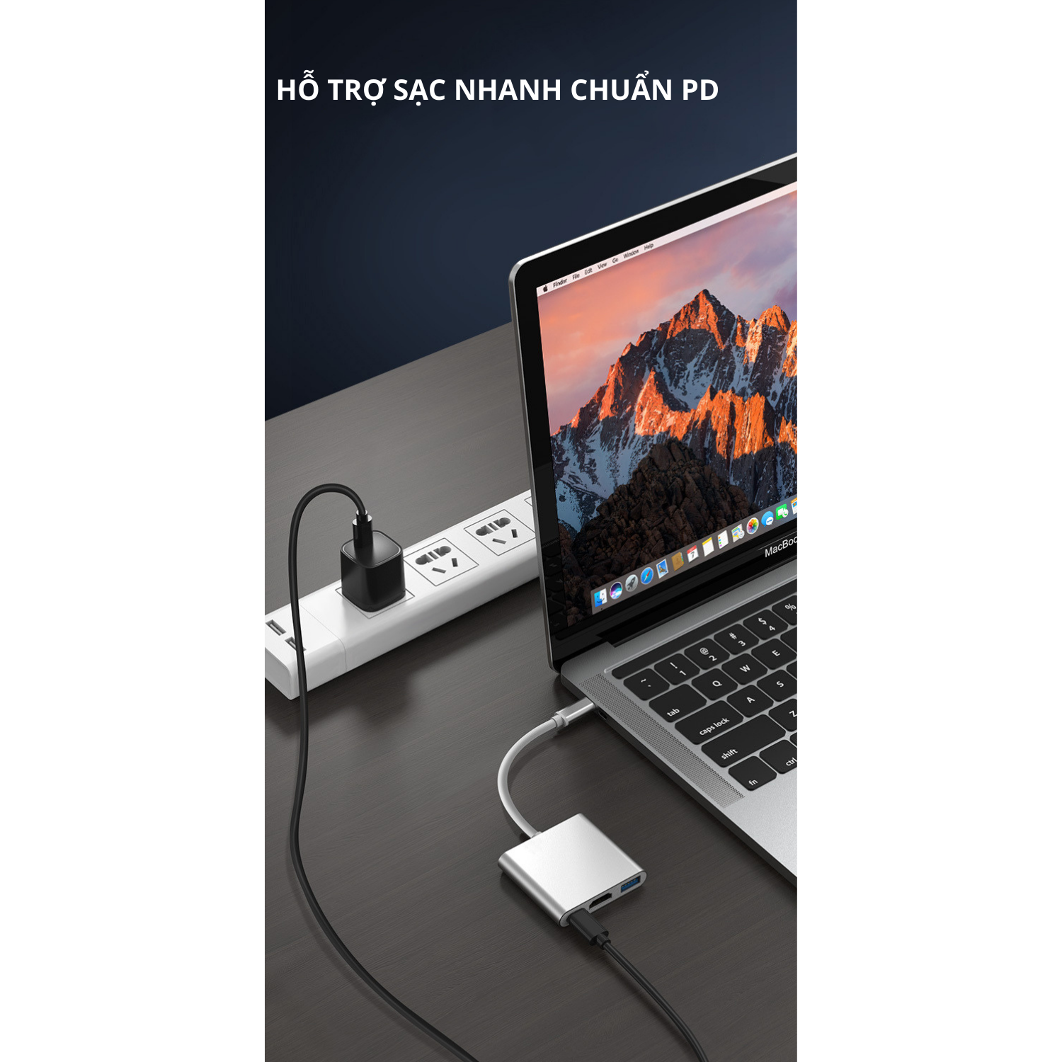 Hub Chuyển Đổi USB Type C 3 in 1 To HDMI, USB 3.0, Cổng Type C Hỗ Trợ Sạc Nhanh PD - Hàng Chính Hãng Tamayoko