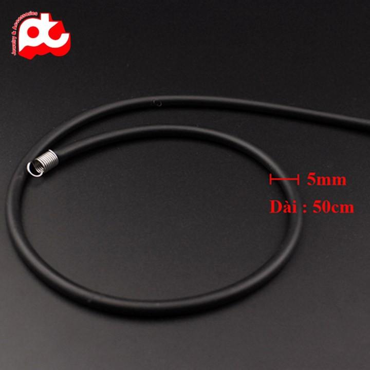 Dây Chuyền Nam 5mm Màu Đen Cá tính, Khóa Inox