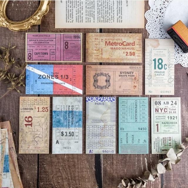 Mix 30 tờ ticket lớn trang trí kiểu cổ điển / vintage DiY