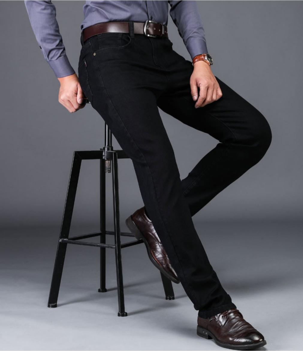 Quần Jeans Nam Co Giãn Cotton Đen Trơn