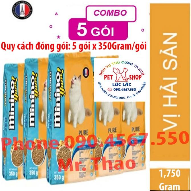 Combo 05 Gói x 350 gram Thức ăn cho mèo Minino Yum - Thức ăn cho Mèo vị Hải Sản