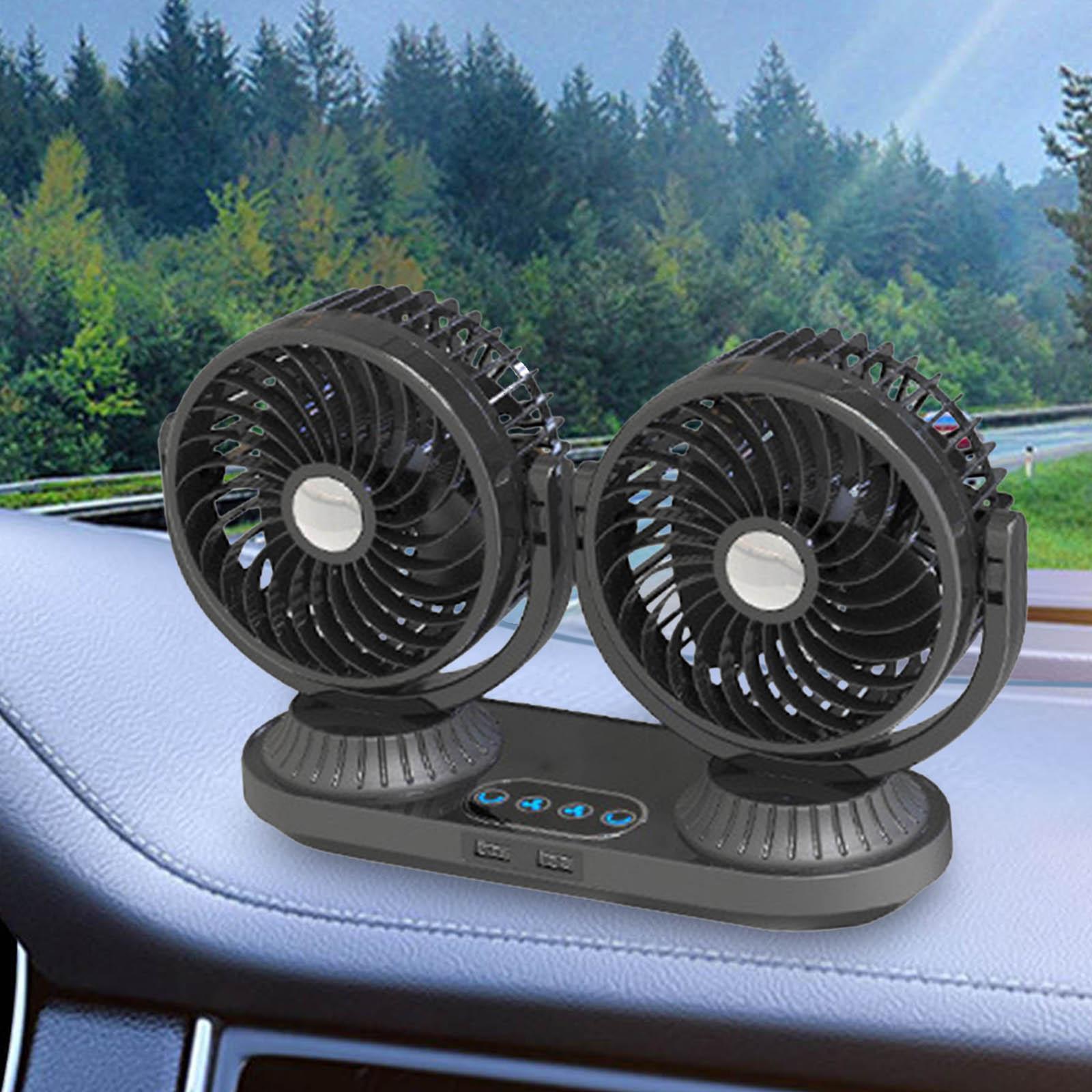 Dual Heads Car Fan 12V 24V Universal 360 Degree Rotating Air Circulation Fan