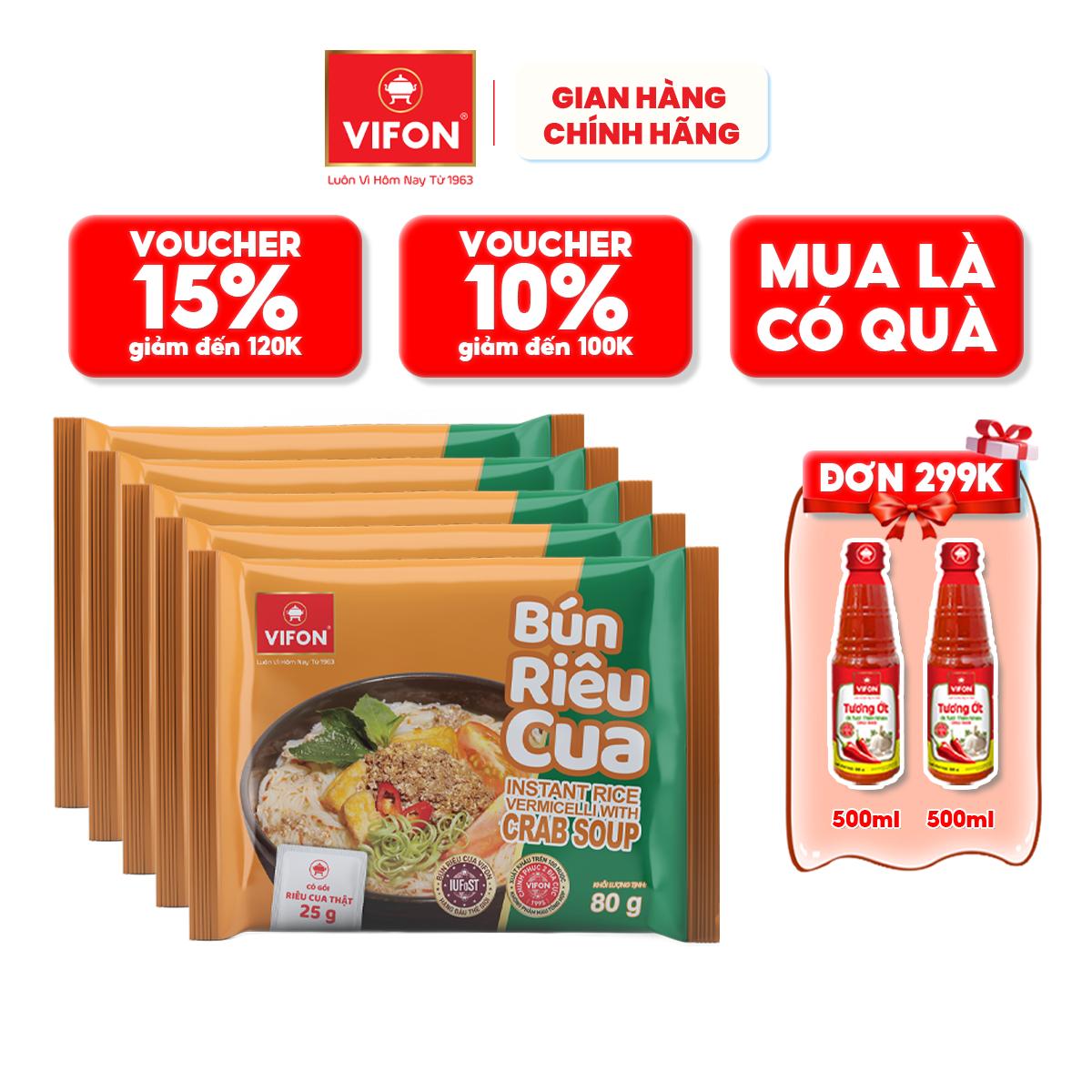 Thùng 30 Bún Riêu Cua VIFON (80g / Gói)