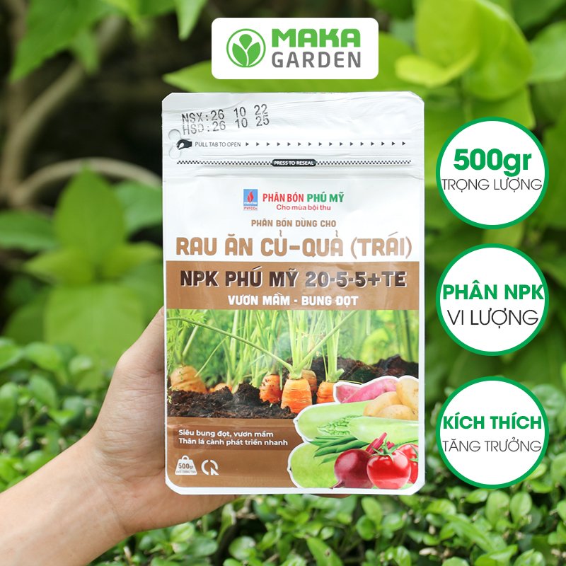 Phân bón NPK Phú Mỹ 20-5-5+TE dùng cho Rau Ăn Củ Quả