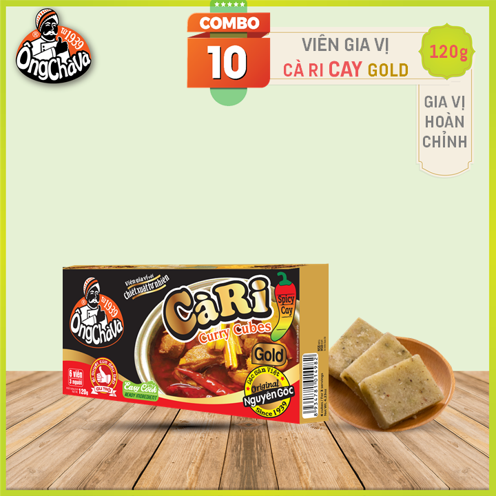 Combo 10 Hộp Viên Gia Vị Cà Ri Gold Cay Ông Chà Và (Curry Seasoning Cubes)