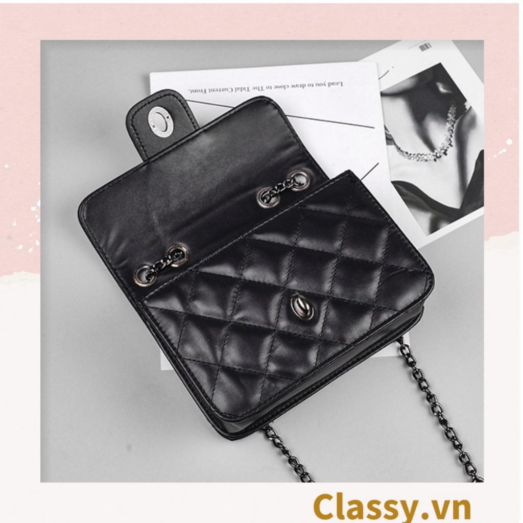 Túi đeo chéo Classy NỮ CLASSIC, HÌNH HỘP VUÔNG PHONG CÁCH HÀN SIÊU ĐẸP HOẠ TIẾT CHẦN Ô