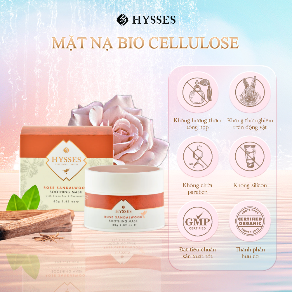 Mặt Nạ Gel Hysses Soothing Chiết Xuất Gỗ Đàn Hương Hoa Hồng Hỗ Trợ Tình Trạng Mẫn Đỏ & Kích Ứng, Giúp Dưỡng Ẩm, Làm Mát Dịu Da Nhạy Cảm