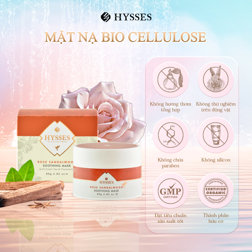 Mặt Nạ Gel Hysses Soothing Chiết Xuất Gỗ Đàn Hương Hoa Hồng Hỗ Trợ Tình Trạng Mẫn Đỏ &amp; Kích Ứng, Giúp Dưỡng Ẩm, Làm Mát Dịu Da Nhạy Cảm 80ml