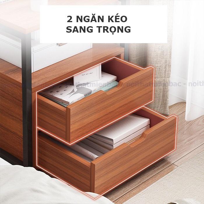 Kệ tủ đầu giường phong cách CHÂU ÂU ANA, có 2 ngăn kéo đựng đồ, khung sắt sơn tĩnh điện cao cấp - KDG01