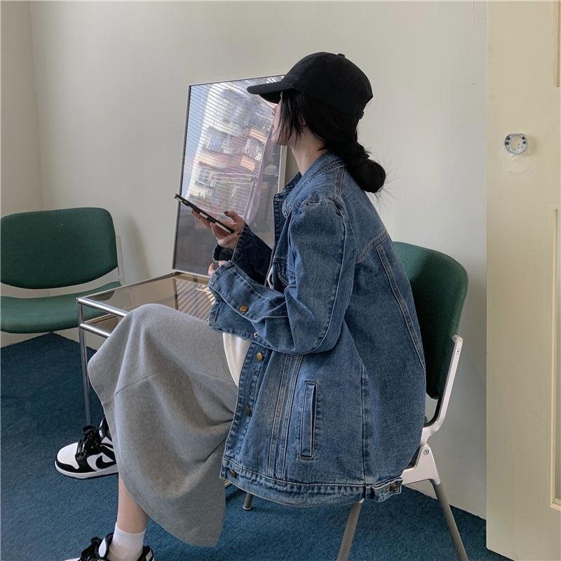 ÁO KHOÁC BÒ XANH ĐẬM DEMIN FORM THỤNG