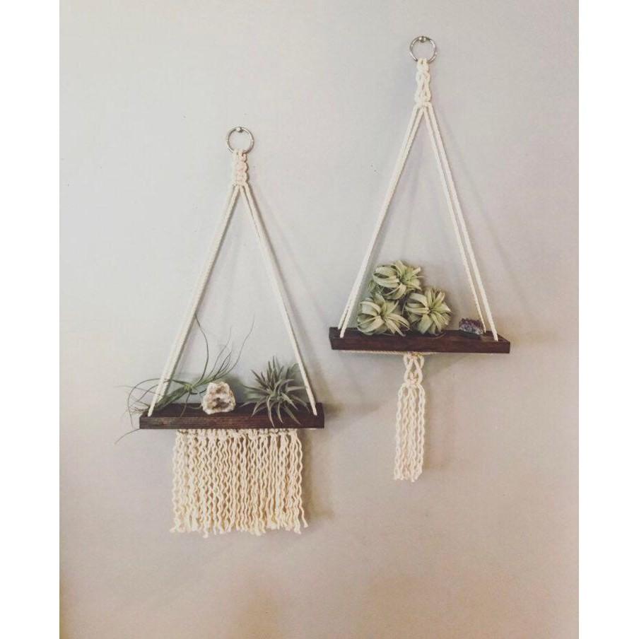 2 kệ trang trí dây treo tường tết macrame độc đáo