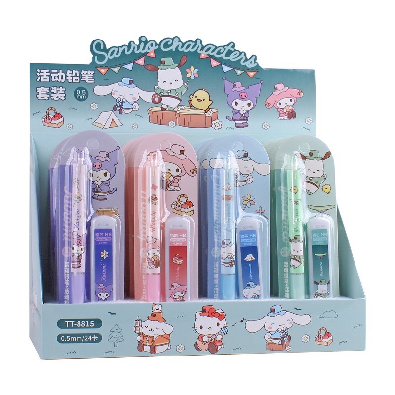 Combo Chì Bấm và Ruột Chì Hoạt Tiết Hoạt Hình Cute Dễ Thương Ngòi 0.5mm