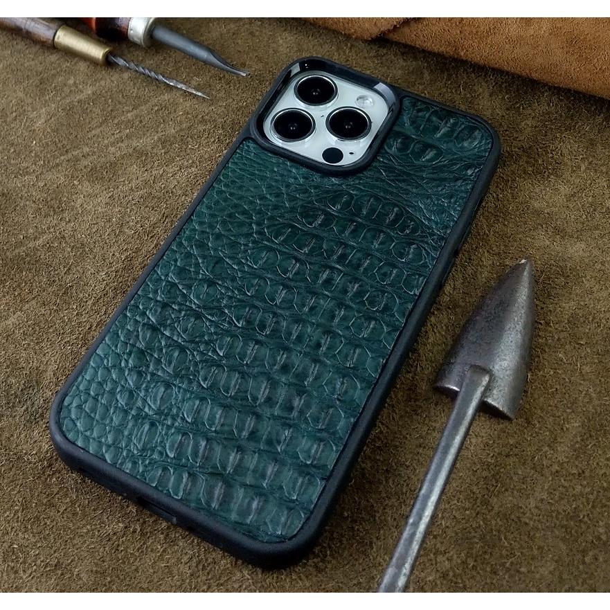 Ốp Lưng cho iphone 13 pro max da cá sấu thật có gù